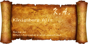 Königsberg Aliz névjegykártya